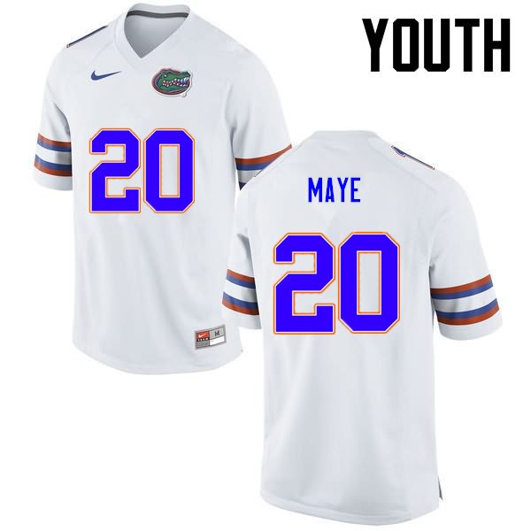 Youth NCAA Florida Gators Marcus Maye #20 Stitched Authentic Nike White College Football Jersey QSB2365KZ